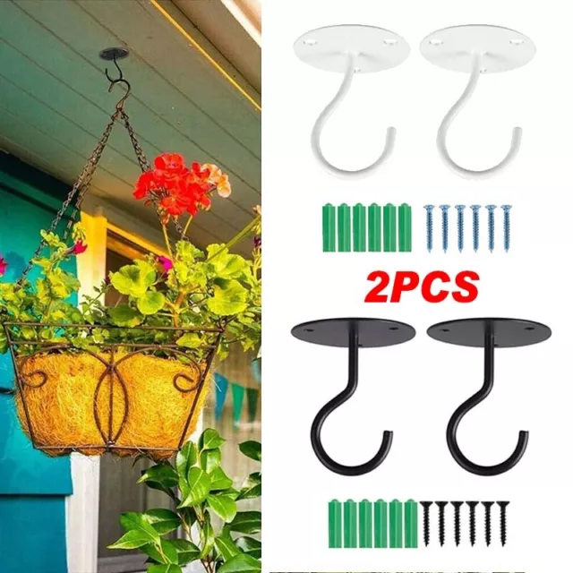 2Pcs/Set Lantern Hanger Ceiling Hook Iron Art for Hanging Plants Balcony Decor