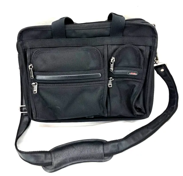 TUMI 26141D4 16" Black Multi-Pocket Traveling Expandable Laptop Briefcase Bag