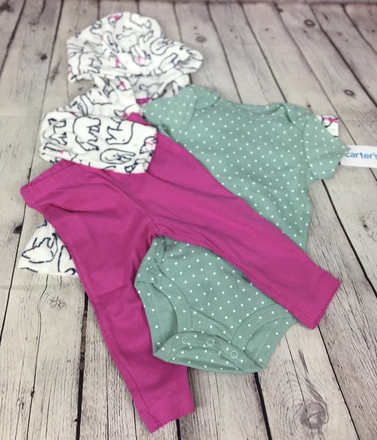 NWT Carters Infant Girls 3 pc Polar Bear Cardigan / Hoodie, body suit & Pant 9M 