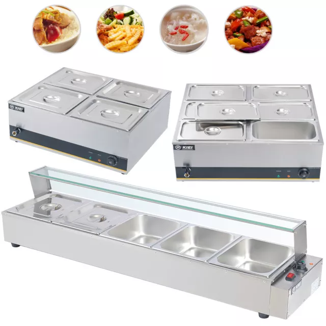 Electric Food Warmer Stainless Steel Bain Marie Buffet Server w/ Lid & Drain Tap