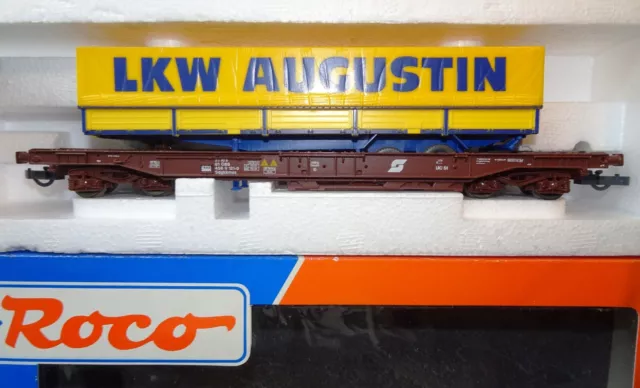 ROCO 1/87 HO  46372-  ÖBB WAGON KANGOUROU REMORQUE ROUTIÈRE  en Boite d' Origine