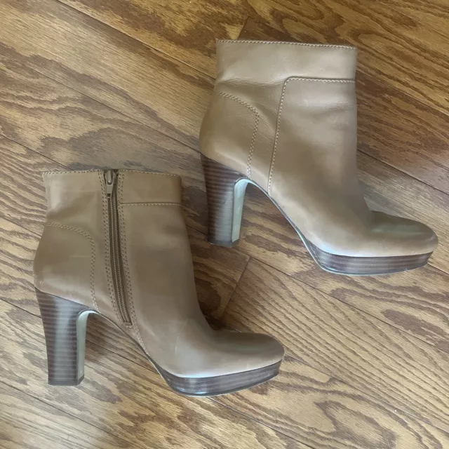 VTG 90s Y2K Nine West Womens Size 8.5 Block Heel Square Leather Ankle Boots