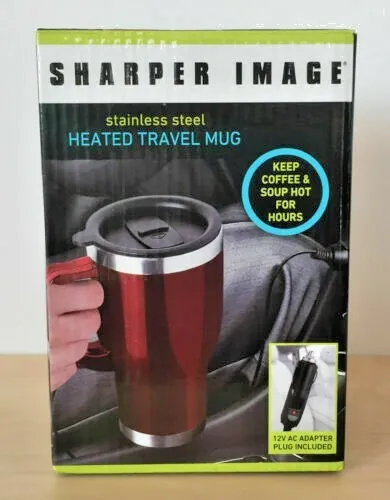 Sharper Image Stainless Steel RED Heated Travel Mug 14 OZ. W/ 12 V DC Adapter 2