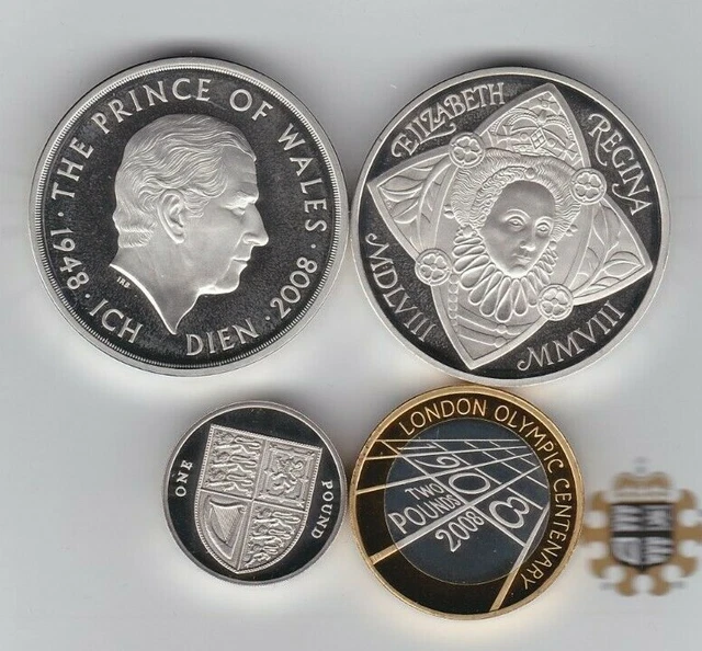Boxed 2008 Royal Mint Silver Proof Piedfort Four Coin Collection With Cert.