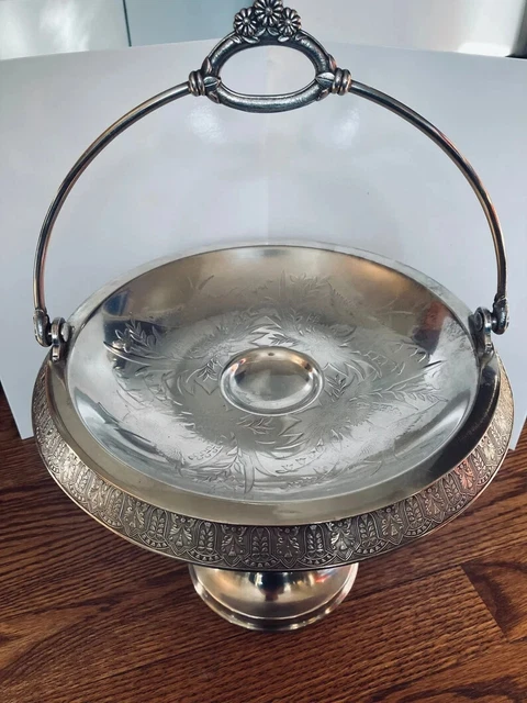 Antique BRIDAL BASKET Bride's Compote Silver Plate Simpson Hall Miller