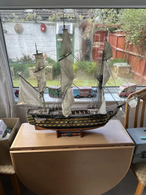 VINTAGE Hand Made Decorative GALLEON SHIP HMS Victory 1765