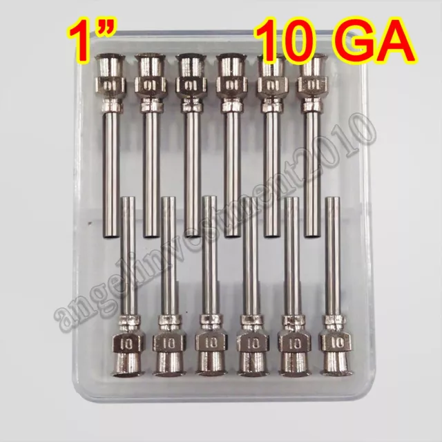 12pcs 1" 10GA Blunt stainless all steel dispensing syringe needle tips