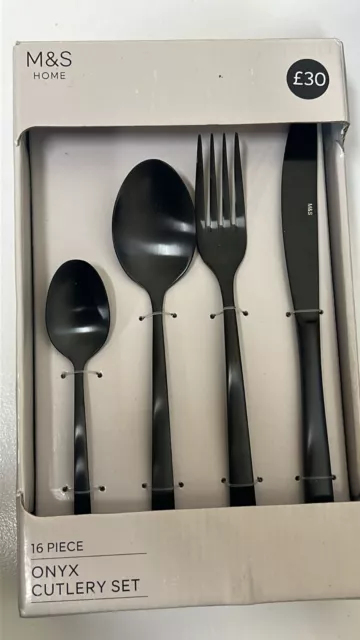 m&s home 16 piece onyx cutlery set 4 person kitchen table