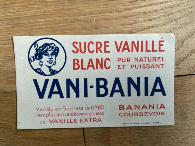 Buvard sucre vanillé blanc VANI-BANIA pour BANANIA TTB circa 1940