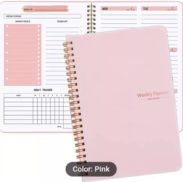 1pc A5 Agenda Planner Notebook - Weekly Goal and Habit Tracker - School Office