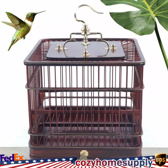 Vintage Retro Bird Cage Wooden Aviary House Birdcage Parrot Macaw with Stand New