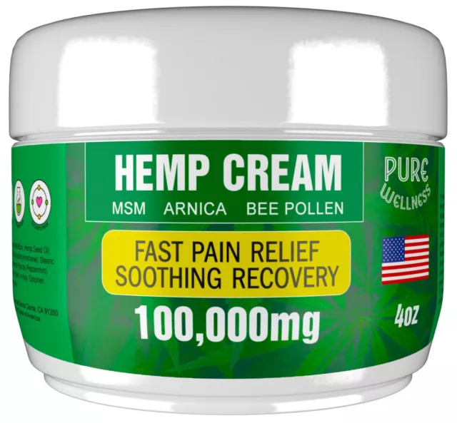 Hemp Oil Pain Cream, POWERFUL Relief, Arnica, MSM, USDA Organic Made in USA 2