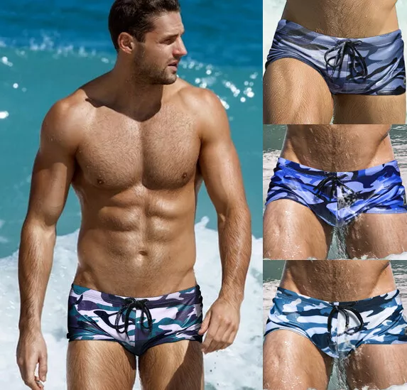 Men's Sexy Underwear Camouflage Swim Trunks Briefs Sport Swimming Swimwear Boxer