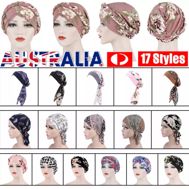 Women's Floral Chemo Cap Cancer Hat Muslim Hair Scarf Turban Hijab Head Wrap NEW