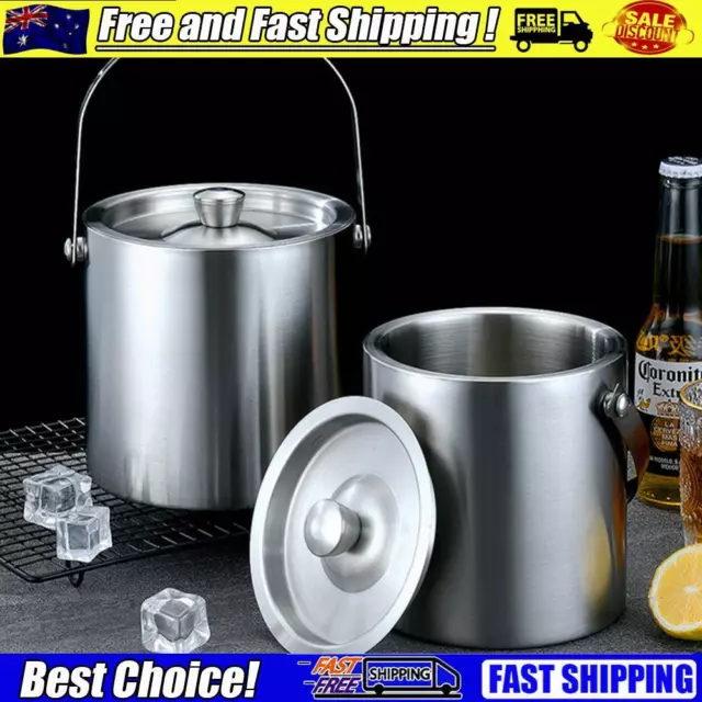 1.6L Stainless Steel Insulated Ice Bucket Wine Beer Champagne KTV Party Cooler
