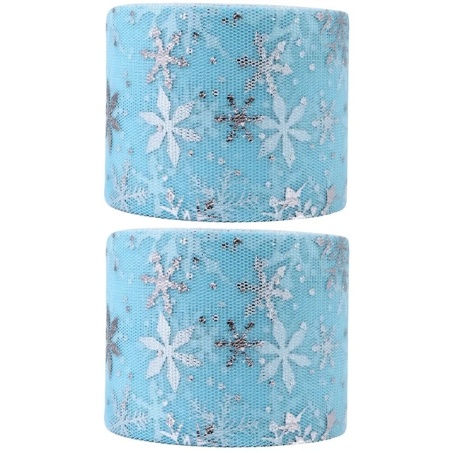 2 Sets Weihnachten Geschenk Band Tüll Stoff Rollen 4