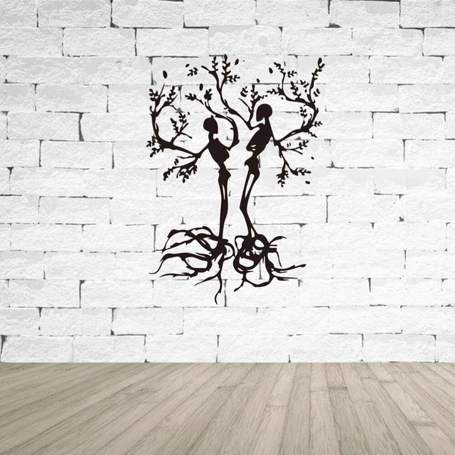 Calcomanía de pared creativa para sala de estar decoración de pared de dos cráneos danzantes