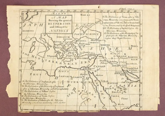 1750s Original Antique Map of Ancient Assyrian / Greece? - M. Stackhouse