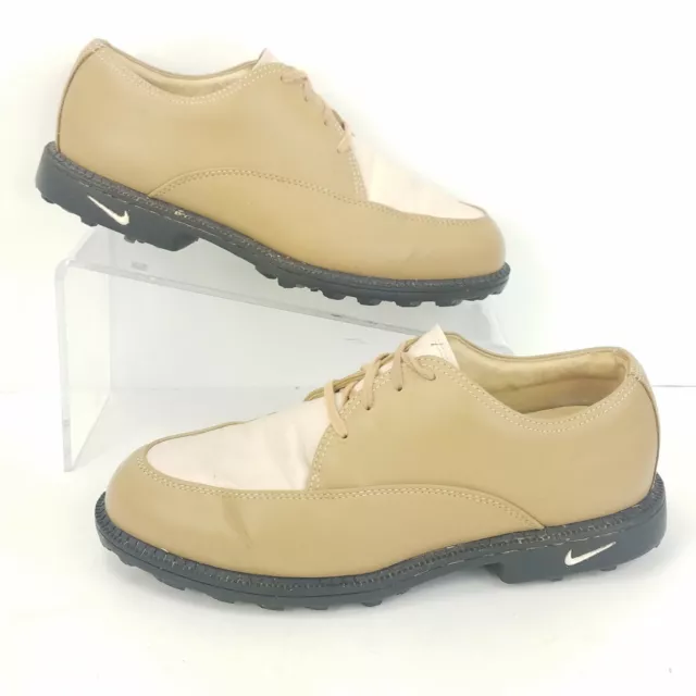 Vintage Nike Beige Leather Colorblock Oxford Golf Shoes 192060 Womens Size 8 W