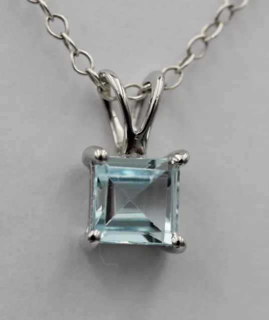 1 Carat Topaze Bleu Pendentif 925 Argent Collier Chaîne Sky Himmelbau