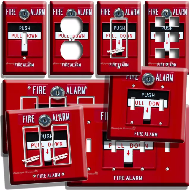 Funny Fire Alarm Light Switch Outlet Wall Plate Cover Man Cave Room Hd Art Decor