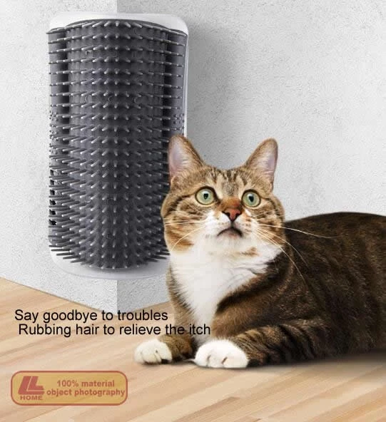 Pet Supplies Wall Corner Cat Brush Self Cleaning Massage Comb Pet Hair Remover