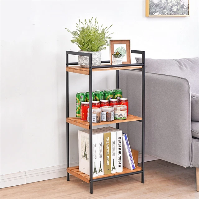 3 TIER MULTIPURPOSE Bookshelf Rustic Wood Bookcase Shelving Storage