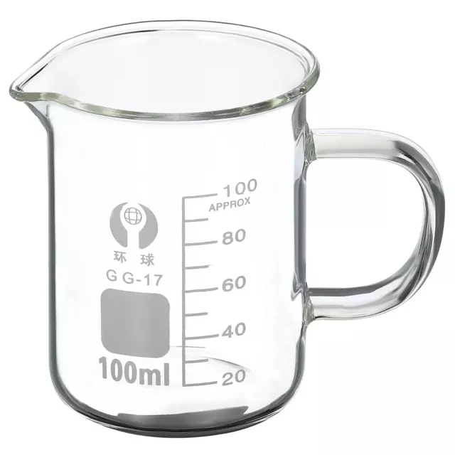 100ml Glass Beaker with Handle, 3.3 Borosilicate Graduated Lab Measuring Cups