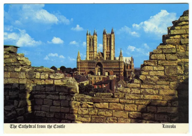 Vintage Postcard 1980s View of Lincoln Cathedral From The Castle Unposted