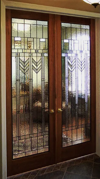 Stained Glass Stunning design Frank L Wright style  Interior Doors 2