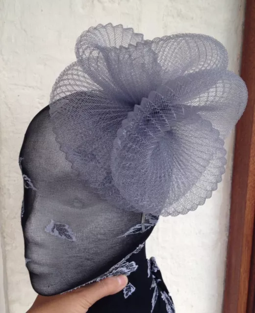 grey crin fascinator headband headpiece wedding party piece race ascot