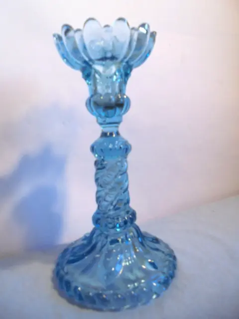 Antiker Jugendstil Kerzenständer Glas Um 1900 Turkis H=20 Cm
