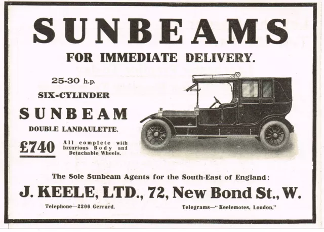 Antique Sunbeam Landaulette Car Photo Print Ad