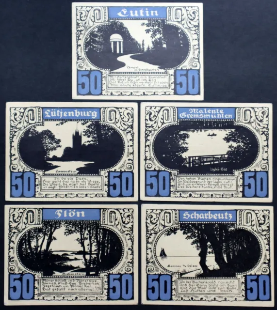 PLÖN 1921 "Local Communities" complete series Blue Version German Notgeld Plon