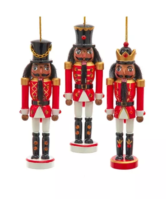 Set of 3 6" Red and White African American Nutcracker Ornaments  F2223   w