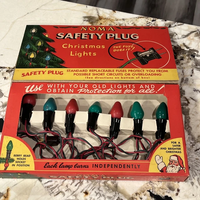 VINTAGE NOMA SAFETY Plug Outdoor Christmas Lights in Original Box