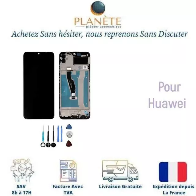 Ecran LCD Complet Noir Sur Châssis Pour Huawei Y6p MED-L49 MED-LX9N MED-LX9