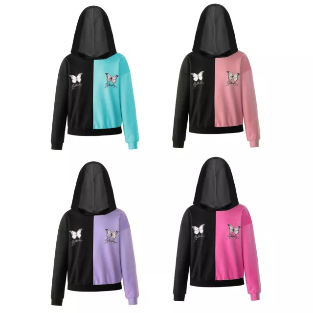 Felpe con cappuccio per ragazze felpe con stampa pullover festa t-shirt top crop lucidi