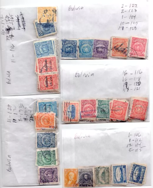 Bolivia 1887-1950 Many Hundreds Stock In Glassine Mostly Used Some In Mint Sets 3