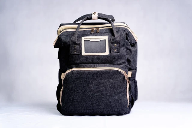 Black Baby Diaper Bag Backpack Changing Station for Boy Girl Waterproof With USB 2