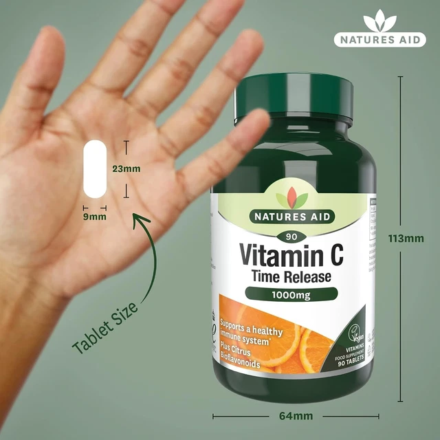 NATURES AID VITAMIN C 1000mg Time Release Supplement – 90 Tablets ...