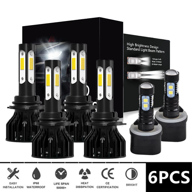 For Chevrolet S10 1998-2003 - 6X Super Bright LED Headlights Fog Light Bulbs Kit