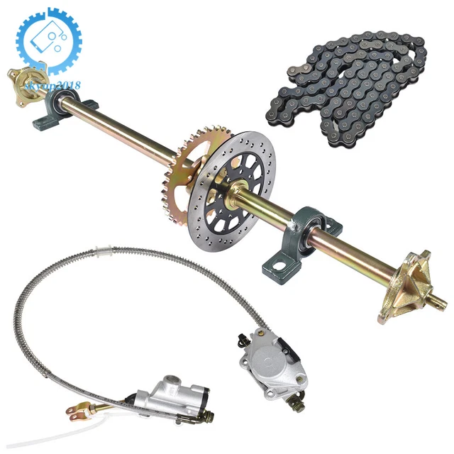 GO KART ATV Rear Axle Assembly Kit Shaft + Hub+ Chain+ Brake Master