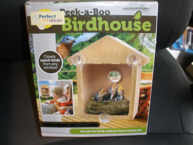 NEW Peek-a-Boo Birdhouse See Through Bird Nesting Box Window Mounted (O57)