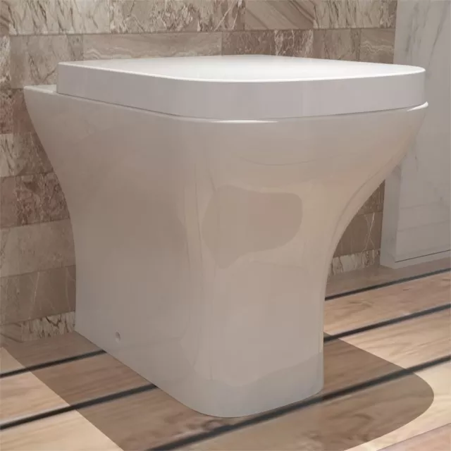 BTW Back To Wall Toilet Pan With Soft Close Seat Bathroom Cloakroom WC Modern