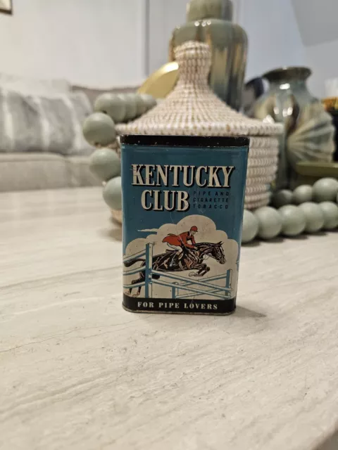 Vintage Advertising Empty Kentucky Club Vertical Pocket Tobacco Tin