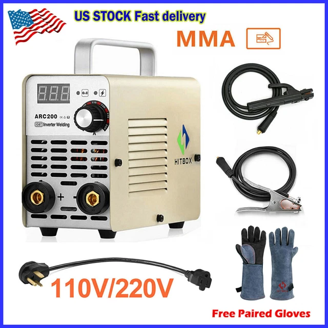 HITBOX 200A ARC MMA Stick Welder 110V/220V IGBT Inverter Welding Machine +Gloves