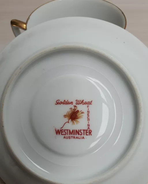 Vintage Australian Westminster China Golden Wheat Pattern Cup & Saucer c1958-70 3