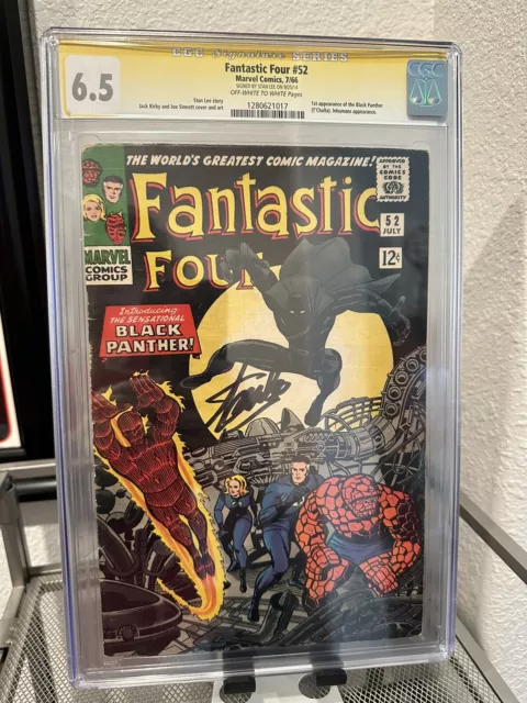 Fantastic Four #52 1966 CGC SS 6.5 1st App Black Panther! Signed Stan Lee