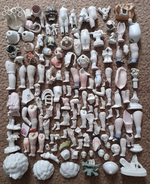 A - XXXL Bodenfund antike Porzellan Teile 1600 Gramm Torsos Figuren Brüche Köpfe